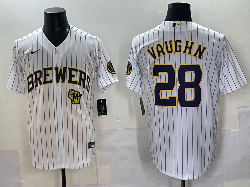 Men Milwaukee Brewers #28 Vaughn white 2025 Nike NFL JERSEY 0012->milwaukee brewers->MLB Jersey